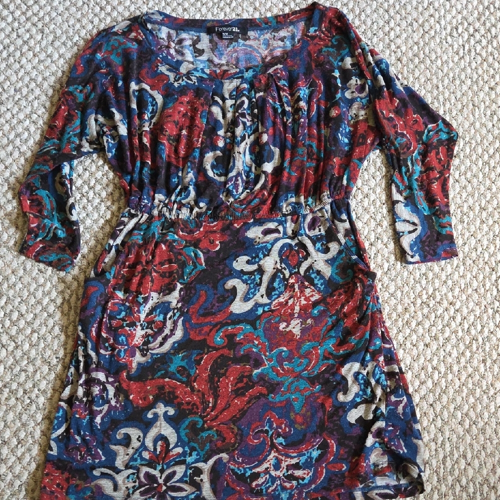 Forever 21 Red and Blue Paisley Tunic